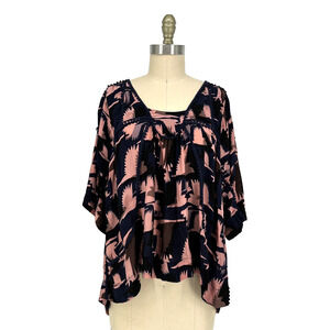 Tallulah & Hope Dolman Sleeve Boho Peasant Blouse Top Bird Print UK 14 US 10
